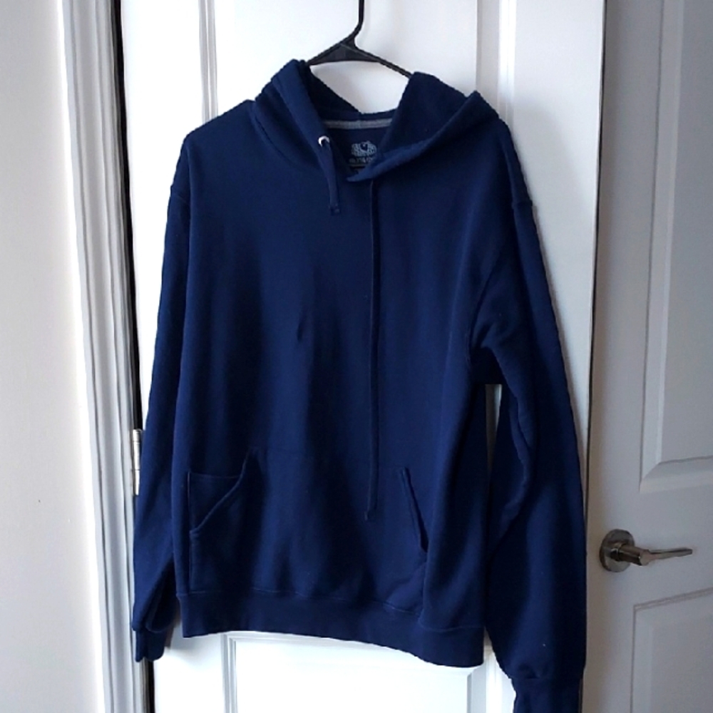 Fruit of the Loom Dark Blue Fleece Hoodie Medium